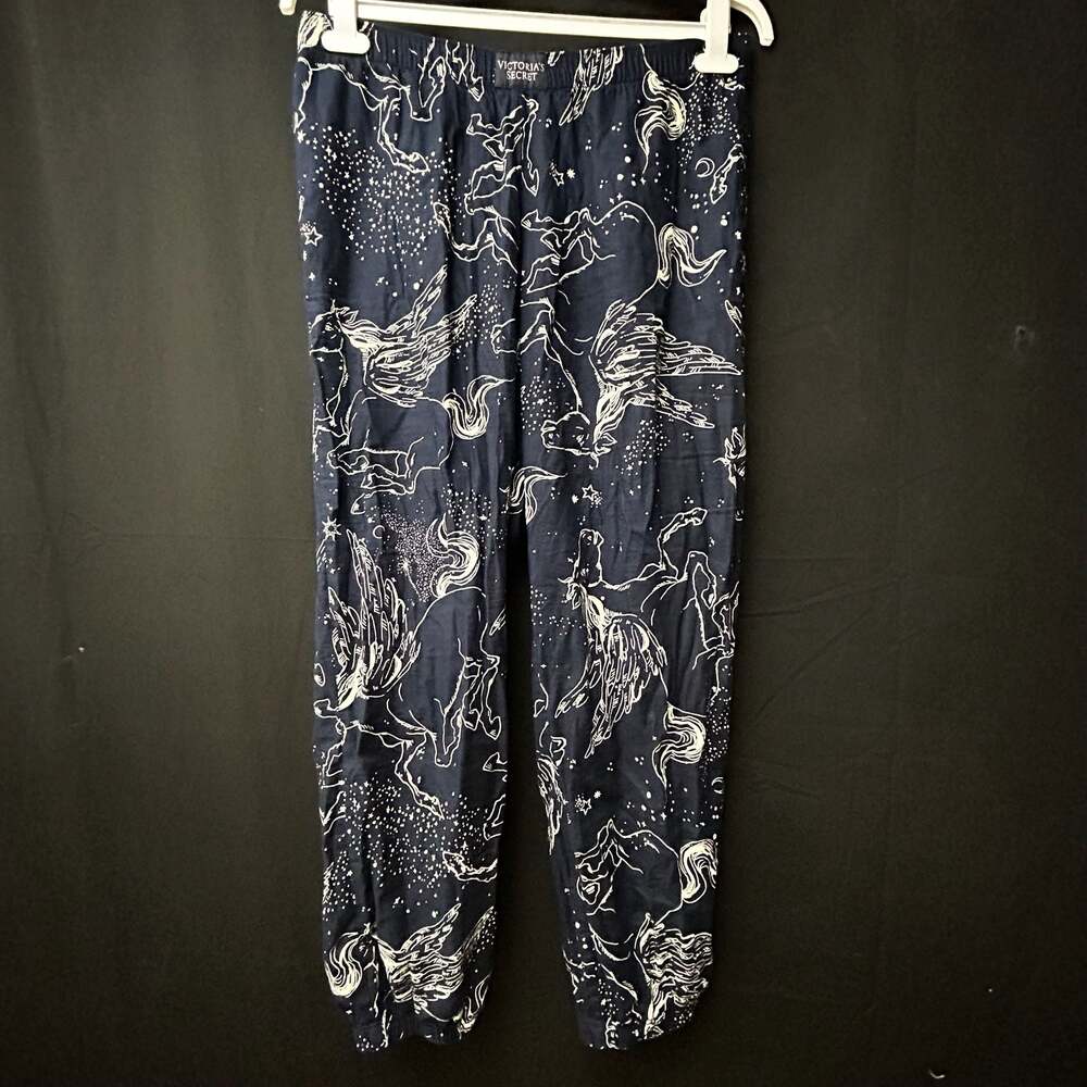 Victoria's Secret Pegasus Print Pajama Jogger Pants Navy Blue Size M